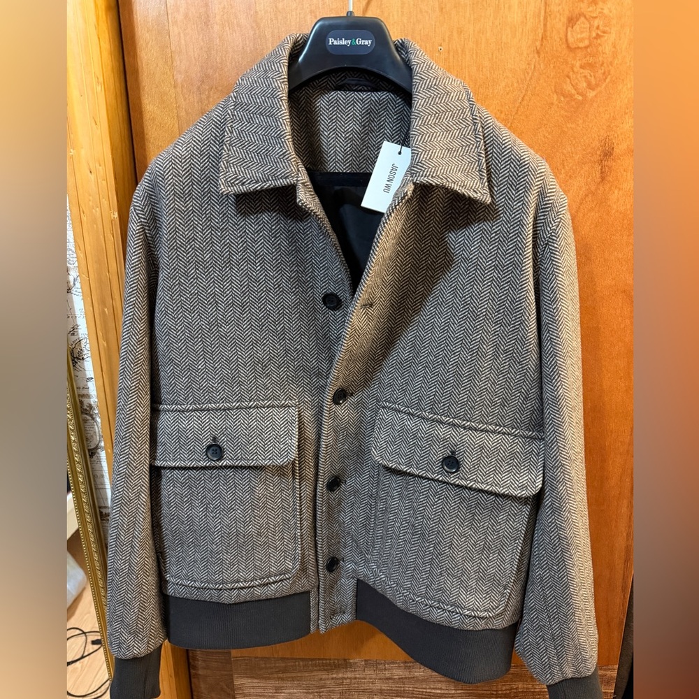 Jason Wu Black and Brown Herringbone Jacket